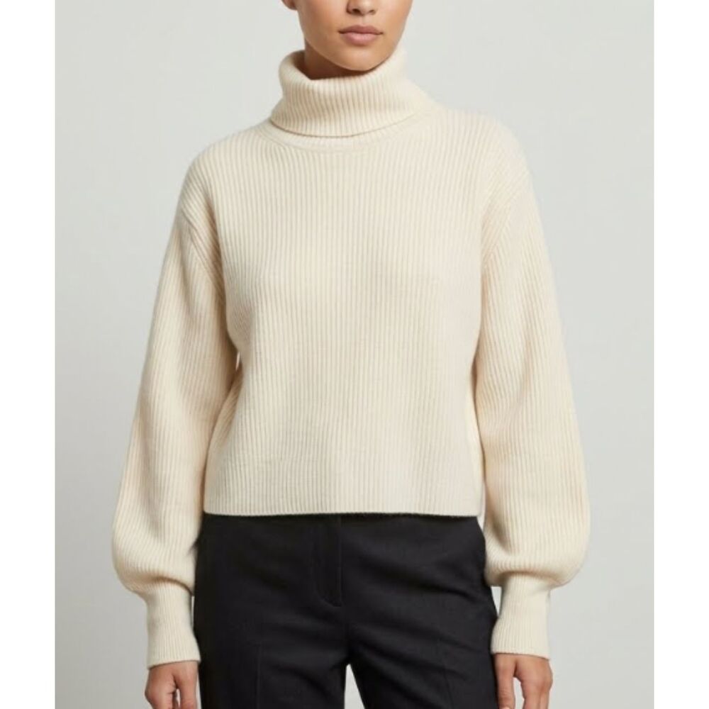 Reformation Luisa Cropped Cashmere Turtleneck Sweater Size L